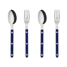 사브르 비스트로 티스푼 + 케이크 포크 세트, 샤이니 + 네이비블루, 스푼 + 포크, 2세트