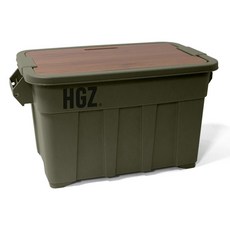 하이그라운즈 캠핑 캐스터 카고 박스 75L + 우드 상판 세트, 딥올리브, 1단, 1개 딥올리브, 1세트