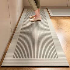 日式條紋廚房珪藻泥吸水地墊，40*60cm, 40 x 120cm, 線格疊織, 1個