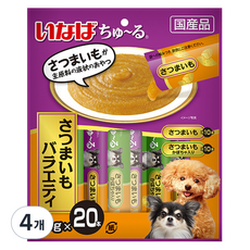 이나바 강아지 츄르 버라이어티 간식 20p DS-309, 280g, 4개, 혼합맛(닭가슴살/고구마)