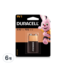 듀라셀 알카라인 건전지 9V, 1개입, 6개