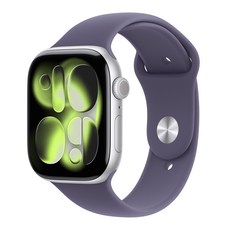 Apple 2025 애플워치 11, 실버, 46mm, GPS, 알루미늄,실버/퍼플 포그 스포츠 밴드, S/M