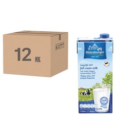 Oldenburger 歐德堡 全脂牛乳, 3.5% 脂肪, 1公升 x 12盒, 1L, 12瓶