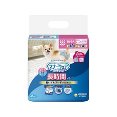 Unicharm Pet Mannerwear 禮貌帶, 長時間系列 寵物尿布 SSS 36片, 超小型犬用, 最長12小時吸收, SSS(腰圍15~25cm 體重男1.5kg~3kg/女1.5kg~3.5kg), 1包