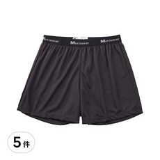 儂儂 吸濕排汗格子平口褲 - 台灣製, 倍透氣 迅速排汗, XXL, 黑色, 5件