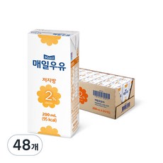 매일유업 저지방 2% 우유, 200ml, 48개