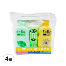柔蝶 旅行輕巧包, 內含洗面乳, 洗髮精, 沐浴乳, 男女皆宜, 4組