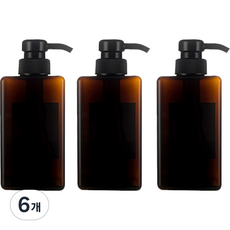 샴푸 바디클렌저 펌프 욕실 공병 용기 450ml, 갈색(용기), 6개