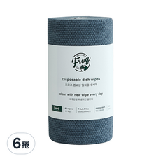 SINCERELY Frog 捲筒式一次性菜瓜布，深藍色，60張3捲, 60張, 6捲