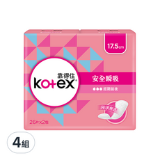 Kotex 靠得住 安全瞬吸護墊 無香, 17.5cm, 52片, 4組