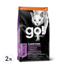 go 전연련용 솔루션 카니보 레시피 고양이 건식 사료, 치킨,칠면조,오리, 1.36kg, 2개