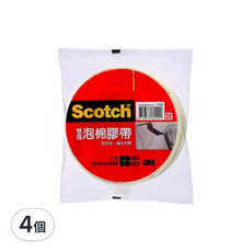 3M Scotch 113 雙面泡棉膠帶，12mm 18mm 24mm 48mm可選, 4個