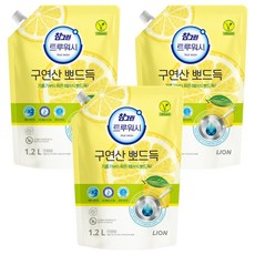 [비건라이프] 참그린 트루워시 구연산 뽀드득 주방세제 레몬향 리필, 1.2L, 3개 3개, 1.2L