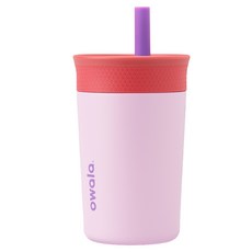 owala KIDS' Tumbler 不鏽鋼矽膠吸管水壺 355ml, 蜜雪桃花, 1個