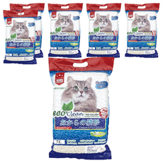ECO Clean 艾可清 豆腐貓砂, 清新香味, 可沖馬桶, 1.5秒快速吸水, SGS檢測無毒, 原味, 7L, 6袋