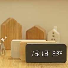지우 LED 디지털 무소음 탁상시계 대, 블랙