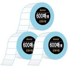 다다 감열라벨 600매 80*50mm, 3롤