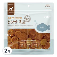 굿데이 건강한 육포 칩 강아지간식, 연어, 300g, 2개