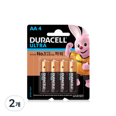 듀라셀 울트라 알카라인 건전지 AA 블리스터팩, 4개입, 2개