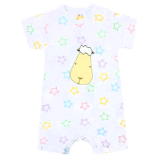 baa baa sheepz 抱抱羊 羊短袖褲襠包屁衣，0-6個月，95%竹纖維, 0-6M, 彩色星星
