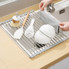 Living Labs廚房水槽餐具晾乾捲墊, 灰色, 1個