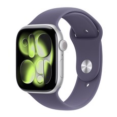 Apple 2025 애플워치 11, 실버, 46mm, GPS+Cellular, 알루미늄,실버/퍼플 포그 스포츠 밴드, S/M