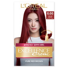 로레알파리 NEW 엑셀랑스 크림, 6.66호 퓨어 레드 브라운, 1개 6.66호 밝은갈색(적빛), 1개
