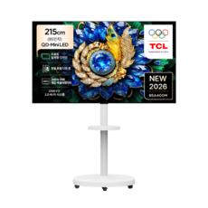 TCL 4K QD Mini LED 초슬림 프리미엄 TV + 대형 무빙 스탠드 매트 화이트 세트, 85A400M(TV), MSD58W(스탠드), 방문설치, 이동형 스탠드, 215cm(85인치)
