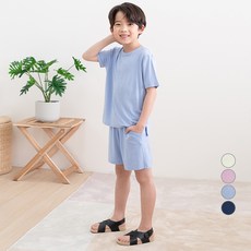 LollyTree 兒童款嫘縈彈性絲綢寬鬆短袖居家服套裝