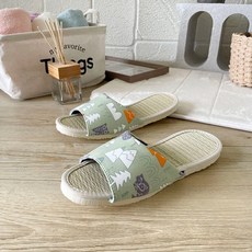 TAIWAN SLIPPER 台灣犀利趴 i Slippers 小時光 真草蓆室內拖鞋, L, 動物之森 綠色, 1雙