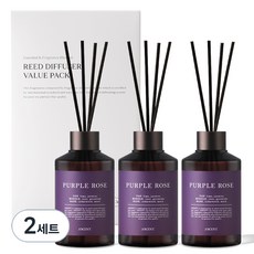 에이센트 네이처 실속형 디퓨저 200ml x 3p + 섬유스틱 15p, 퍼플로즈, 600ml, 2세트