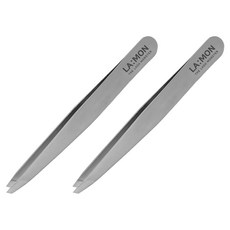 Lash Monster Premium 斜鑷子 Tweezers, 2件, 銀