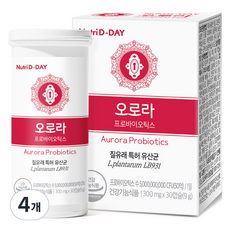 뉴트리디데이 오로라 프로바이오틱스 질유래 유산균 9g, 30정, 4개
