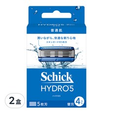 Schick 舒適牌 HYDRO5 水次元5刮鬍刀頭, 5刀片 4入 保濕凝膠 經典清爽款, 2盒
