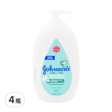 嬌生嬰兒牛奶純米潤膚乳, 深層滋潤 敏感肌膚適用, 500ml, 4瓶