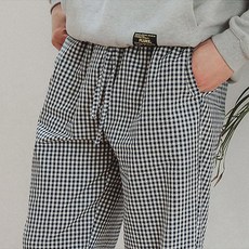 글램공감 남녀공용 순면 스몰체크 7부 파자마바지