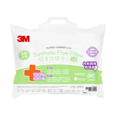 3M 小童防蟎枕心 附純棉枕套 6~11歲適用, 白色, 1個