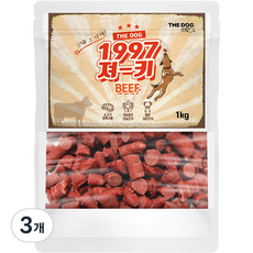 더독 강아지 간식 1997 져키 1kg, 비프맛, 3개