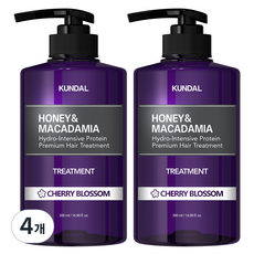 쿤달 허니 앤 마카다미아 헤어 트리트먼트 체리블라썸향, 500ml, 4개