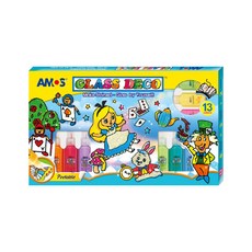 AMOS 阿摩司 玻璃彩繪膠 Set, 13色, 22ml, 快乾無毒, 1組