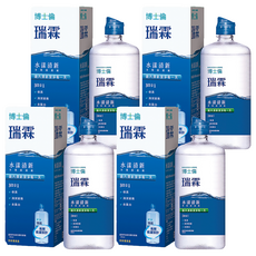 BAUSCH LOMB 博士倫 瑞霖 水漾清新多效保養液 355ml 保濕 清潔 消毒 去蛋白 附保養鏡盒, 4瓶