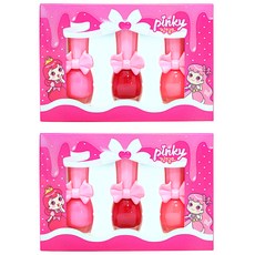 i'm pinky Pinky paint 兒童指甲油組, 溫和水性, 3色套組, 安心使用, B款 Neon Pink+Neon Orange+Red Apple, 2組