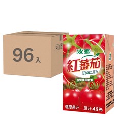 波蜜 紅番茄, 含健康茄紅素, 原汁48%, 250ml, 96入