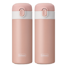 에디슨 원터치 키즈 텀블러 250ml, 핑크, 2개