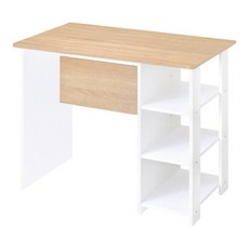 HOPMA 合馬家具 簡易層架書桌 900 x 480 x 714mm 漂流木配木紋白 學生辦公桌