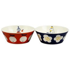 MOOMIN 陶瓷2入碗組, 尺寸約13.5X5CMX2, 日本製, 340ml, 可兒 + 小不點, 1組
