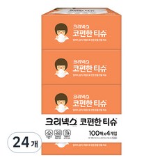 크리넥스 코편한 각티슈 1겹, 100매, 24개