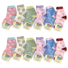 JY SOCKS 靴下屋 童襪12雙組, 襪底止滑, 台灣製造, 亞克力纖維80%, 15~18cm, 花草