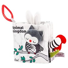 OceanBaby 黑白布書, 海洋主題, 刺激視覺發展, 柔軟布料, 附帶掛環, 熱帶動物王國, 1本