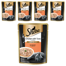 쉬바 어덜트 고양이 주식파우치, 닭+참치, 70g, 5개